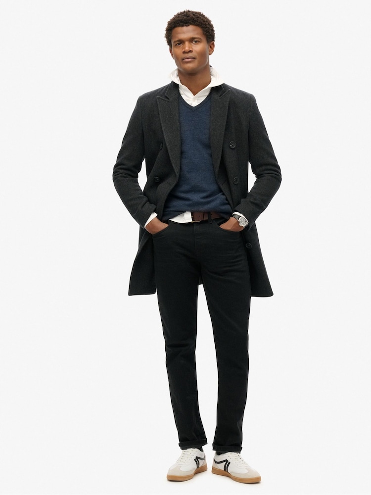 Superdry French Navy Merino V-Neck Jumper - Image 2 of 5