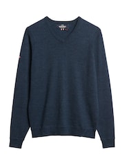 Superdry French Navy Merino V-Neck Jumper - Image 4 of 5