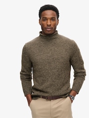 Superdry Deep Khaki Marl 90s Roll Neck Jumper - Image 1 of 4