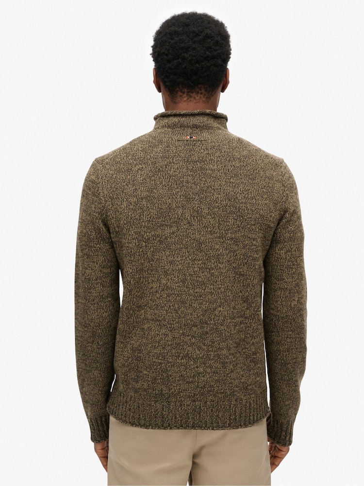 Caqui intenso jaspeado - Suéter de algodón 90 % y cuello vuelto de Superdry - Imagen 2 de 4 Caqui intenso jaspeado - Suéter de algodón 90 % y cuello vuelto de Superdry - Imagen 2 de 4