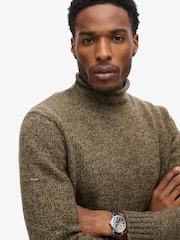 Superdry Deep Khaki Marl 90s Roll Neck Jumper - Image 4 of 4