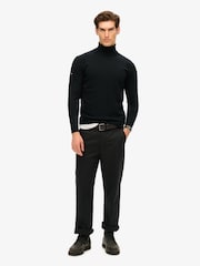 Superdry Black Merino Roll Neck Slim Fit Jumper - Image 2 of 3