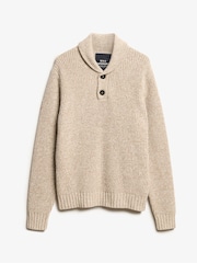 Superdry Desert Taupe Beige Marl Shawl Collar Jumper - Image 4 of 5