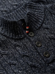 Superdry Darkest Navy Cable Button Neck Jumper - Image 4 of 5