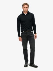 Superdry Black Merino Long Sleeve Polo Jumper - Image 2 of 5