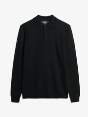 Superdry Black Merino Long Sleeve Polo Jumper - Image 4 of 5