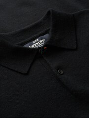 Superdry Black Merino Long Sleeve Polo Jumper - Image 5 of 5