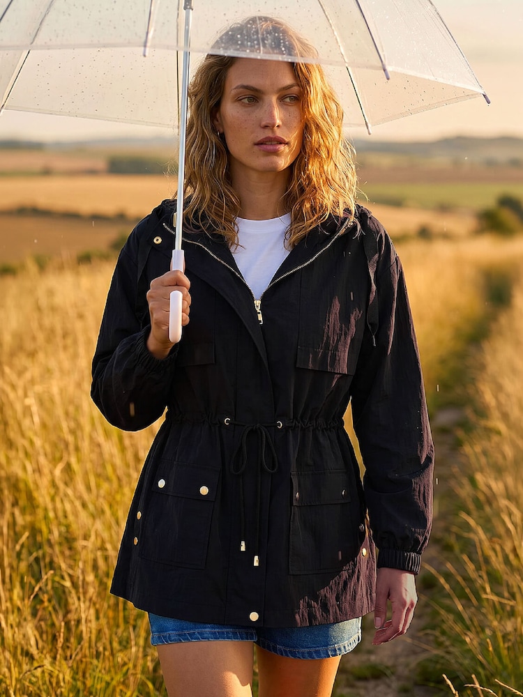 Roman Black Shower Resistant Rain Jacket - Image 2 of 4 Roman Black Shower Resistant Rain Jacket - Image 2 of 4