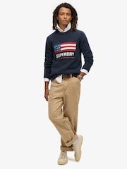 Superdry Eclipse Navy Vintage Athletic Knit Jumper - Image 1 of 4