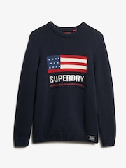 Superdry Eclipse Navy Vintage Athletic Knit Jumper - Image 3 of 4