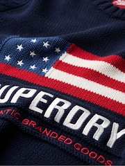 Superdry Eclipse Navy Vintage Athletic Knit Jumper - Image 4 of 4