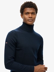 Superdry Darkest Navy Merino Roll Neck Slim Fit Jumper - Image 2 of 6