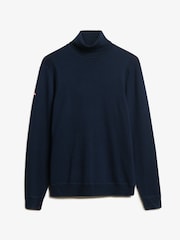 Superdry Darkest Navy Merino Roll Neck Slim Fit Jumper - Image 4 of 6