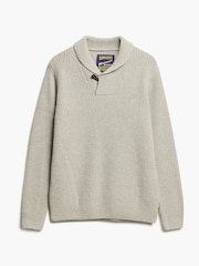 Superdry Grey Marl Merchant Shawl Neck Jumper - Image 4 of 5