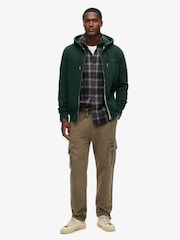 Superdry Washed Morel Brown Contrast Stitch 100% Cotton Cargo Joggers - Image 1 of 6