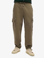 Superdry Washed Morel Brown Contrast Stitch 100% Cotton Cargo Joggers - Image 3 of 6