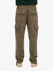 Superdry Washed Morel Brown Contrast Stitch 100% Cotton Cargo Joggers - Image 4 of 6