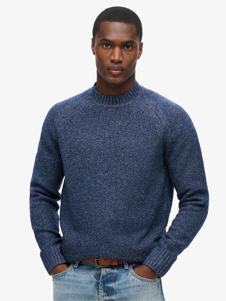 Superdry Nautical Navy Chunky Raglan Jumper - Image 1 of 5