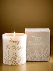 Natural Happy Birthday Floral Candle - Image 1 of 2