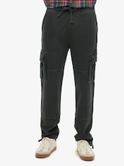 Superdry Washed Black Contrast Stitch 100% Cotton Cargo Joggers - Image 1 of 6