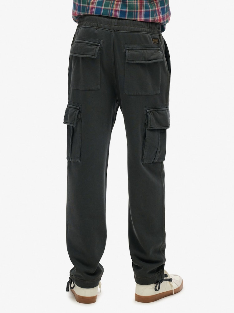 Superdry Washed Black Contrast Stitch 100% Cotton Cargo Joggers - Image 2 of 6