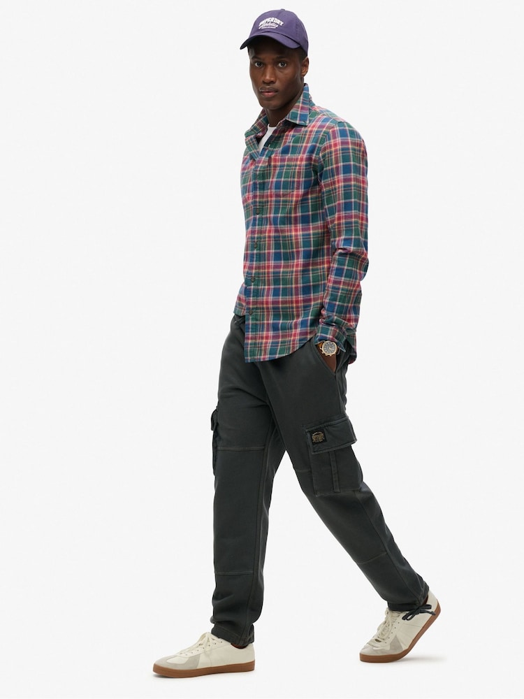 Superdry Washed Black Contrast Stitch 100% Cotton Cargo Joggers - Image 3 of 6