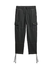Superdry Washed Black Contrast Stitch 100% Cotton Cargo Joggers - Image 4 of 6