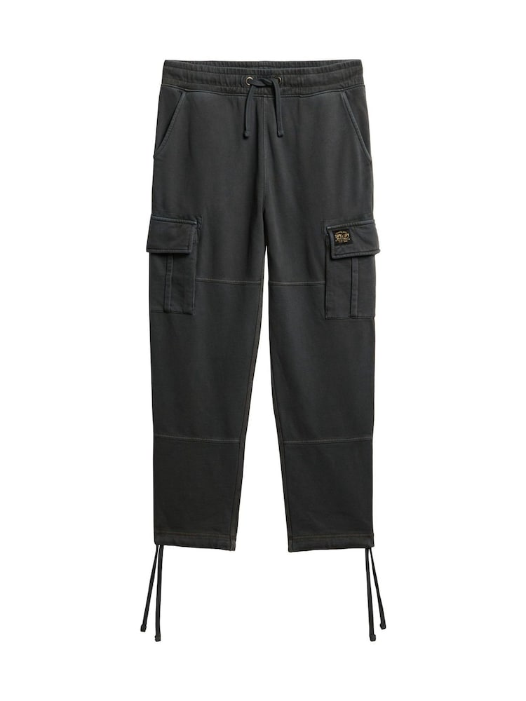 Superdry Washed Black Contrast Stitch 100% Cotton Cargo Joggers - Image 4 of 6