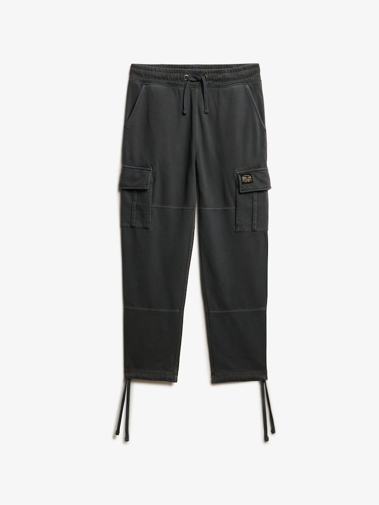 Superdry Washed Black Contrast Stitch 100% Cotton Cargo Joggers - Image 5 of 6