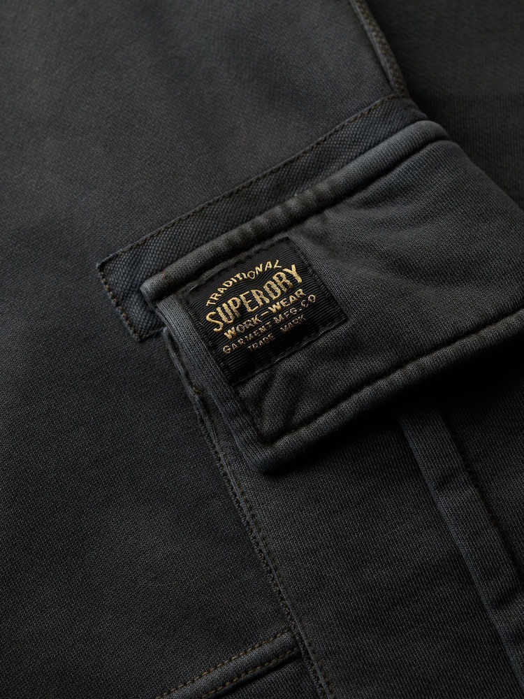 Superdry Washed Black Contrast Stitch 100% Cotton Cargo Joggers - Image 6 of 6