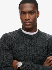 Superdry Charcoal Black Twist Jacob Cable Jumper - Image 3 of 5