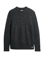 Superdry Charcoal Black Twist Jacob Cable Jumper - Image 4 of 5