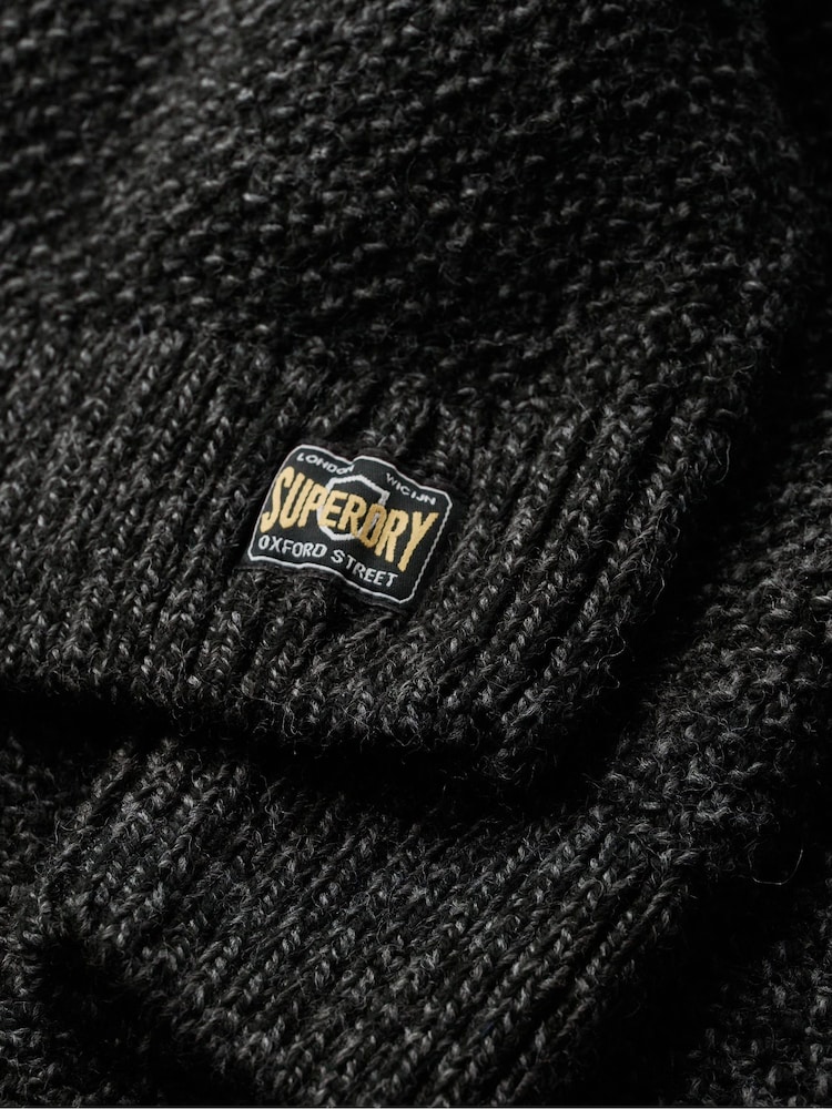 Superdry Charcoal Black Twist Jacob Cable Jumper - Image 5 of 5