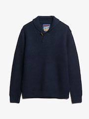 Superdry Navy Merchant Shawl Neck Jumper - Image 4 of 5