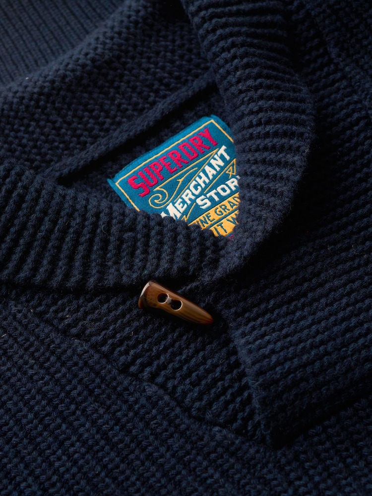 Superdry Navy Merchant Shawl Neck Jumper - Image 5 of 5