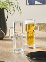 Set of 2 Clear Nova Tankard Beer Glasses - Image 1 of 4