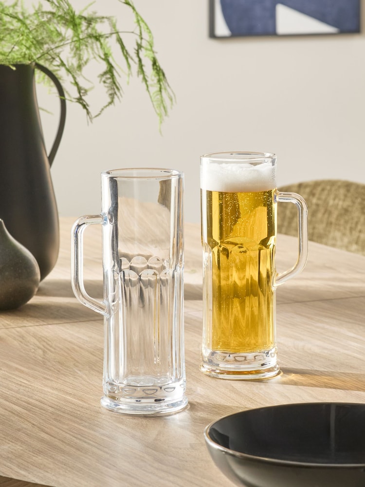 Set of 2 Clear Nova Tankard Beer Glasses - Image 1 of 4