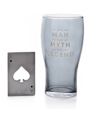 Widdop Blue Beer Glass - The Man The Myth The Legend - Image 1 of 2