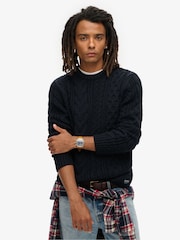 Superdry Eclipse Navy Jacob Cable Jumper - Image 1 of 5