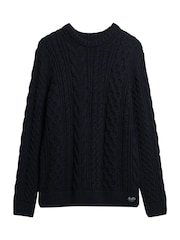 Superdry Eclipse Navy Jacob Cable Jumper - Image 4 of 5