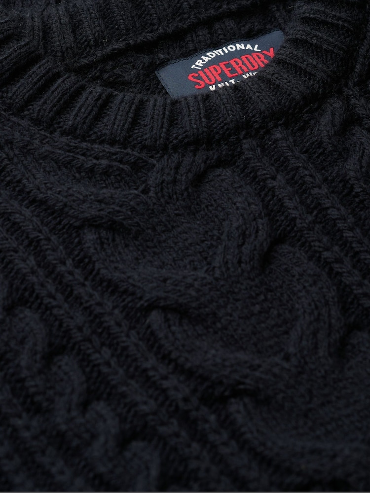 Superdry Eclipse Navy Jacob Cable Jumper - Image 5 of 5