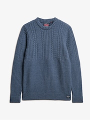 Superdry Eclipse Navy Denim Blue Jacob Cable Jumper - Image 2 of 2