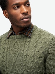 Superdry Moss Green Jacob Cable Jumper - Image 3 of 6