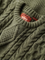 Superdry Moss Green Jacob Cable Jumper - Image 6 of 6