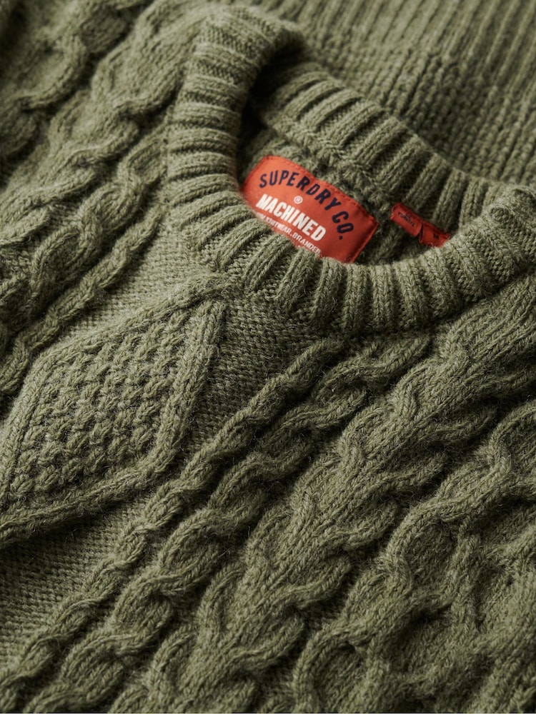 Superdry Moss Green Jacob Cable Jumper - Image 6 of 6
