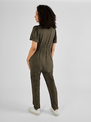 JoJo Maman Bébé Khaki Animal Print Maternity Jumpsuit - Image 2 of 5
