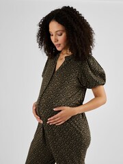 JoJo Maman Bébé Khaki Animal Print Maternity Jumpsuit - Image 3 of 5
