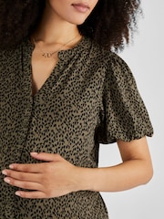 JoJo Maman Bébé Khaki Animal Print Maternity Jumpsuit - Image 4 of 5