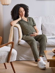JoJo Maman Bébé Khaki Animal Print Maternity Jumpsuit - Image 5 of 5