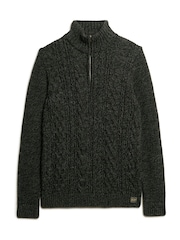 Superdry Black Jacob Cable Knit Quarter Zip Jumper - Image 4 of 5